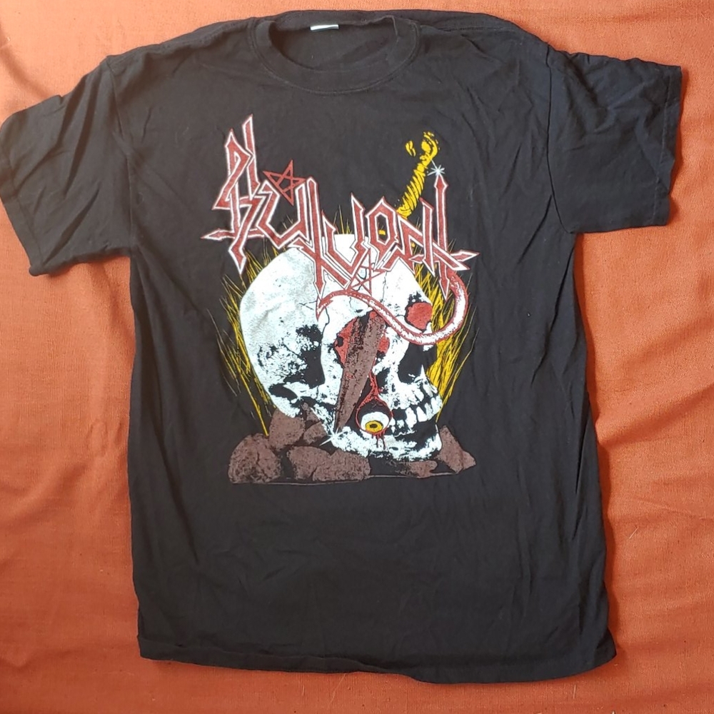 Sl*tvomit black metal band shirt